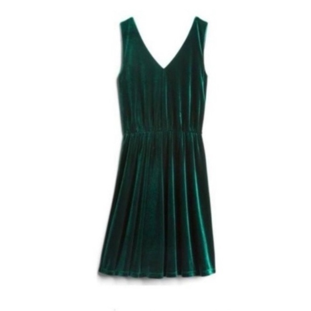 French Grey Dark Green Velvet Dress